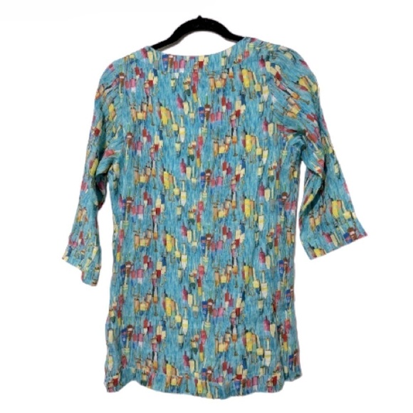 NWT 100% Linen Novelty Print 3/4 Sleeves Tunic Sz XS - Picture 5 of 9